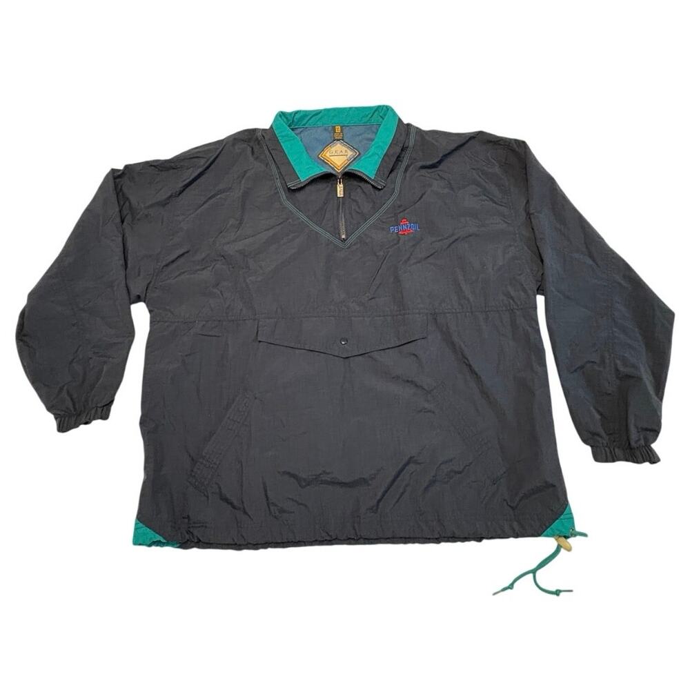 Vintage 90s Gear For Sports Jacket Mens XL Blue Windbreaker Zip Nylon Pennzoil